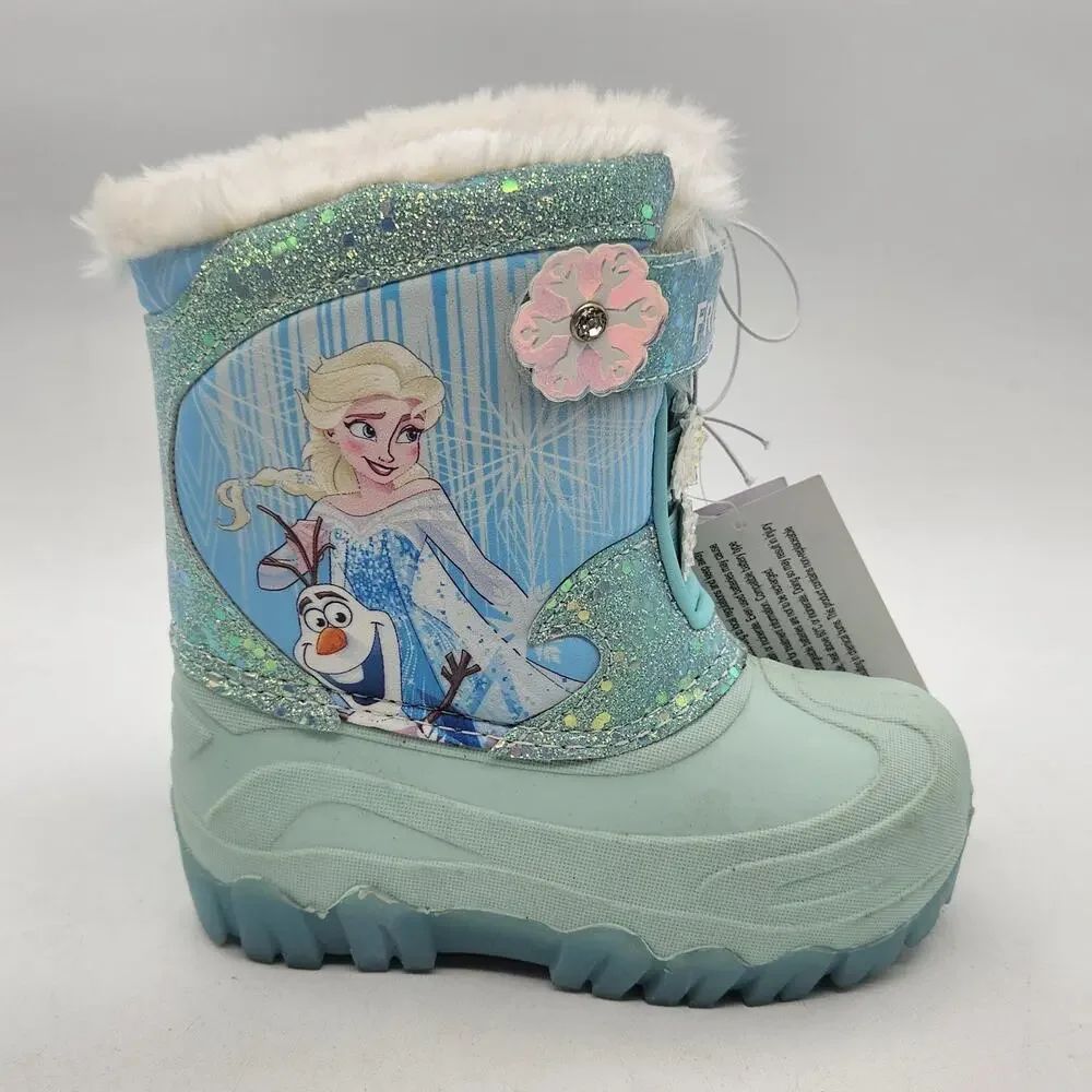 Disney Frozen Toddler Girls Size 9 Winter Snow Boots Light-Up Fuzzy Inside